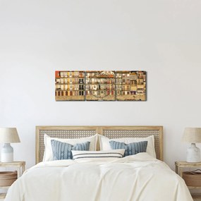 Tablou - Cartierul Waterfront, Portugalia (cu ceas) (90x30 cm)