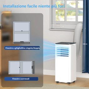 HOMCOM Aparat de aer condiționat portabil 9000 BTU cu răcire, dezumidificator, ventilator și mod noapte. | Aosom Romania