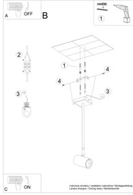 Lustră pe tijă NORANO 1xGU10/40W/230V neagră Sollux SL.1074