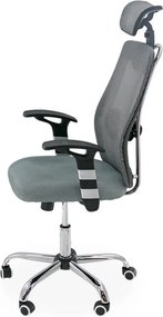 Scaun ergonomic OFF 988 gri, tetieră și suport lombar reglabil