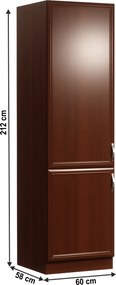 Dulap D60ZL pentru frigider încorporat, model stânga, nuc Milano, SICILIA