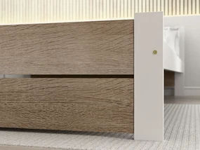 Pat de o persoana stejar sonoma/alb, IKAROS DOUBLE 90 x 200 cm Saltele: Cu saltele Coco Maxi 20 cm, Somiera pat: Fara somiera