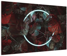 Tablou - Cerc de neon între palmieri (90x60 cm)