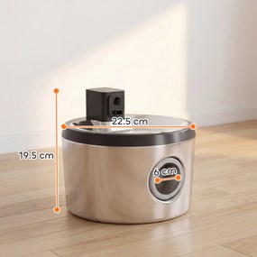 PawHut Fântână pentru pisici 4 L fără fir din oțel inoxidabil cu senzor de mișcare, 12 filtre, sistem dublu de filtrare, LED, Argintiu | Aosom Romania