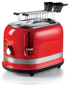 Prajitor de paine Ariete MODERNA 0149/00, 815W, 2 felii, 3 functii, 6 trepte, Tava firimituri detasabila, Rosu