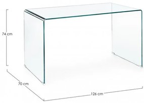 Birou de studiu transparent din sticla temperata, 126 cm, Suami Bizzotto