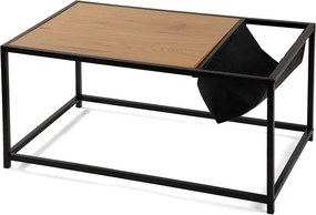 Măsuță de cafea neagră/în culoare naturală cu aspect de lemn de stejar 60x99 cm Bayen – Bonami Essentials