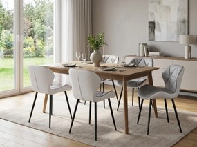 Scaun de dining MANGO din piele ecologica cu picioare negre, gri-alb