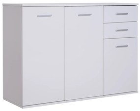 HOMCOM Dulapior Multifuncțional cu 3 Uși și 2 Sertare, Design Modern, Lemn Granulat, Alb, 106x35x76cm | Aosom Romania