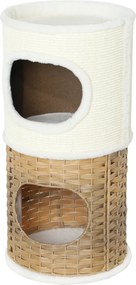 PawHut Niche pentru pisici de interior cu 3 nivele, turn pentru pisici cu zgârâieturi din sisal Ø 40 x 80 cm, crem | Aosom Romania