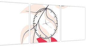 Tablou - Abstracție florală roz N⁰2 (cu ceas) (90x30 cm)