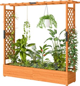 Outsunny Pat înalt cu spalier și acoperiș, pentru flori, fructe, legume, ierburi, 196 x 44 x 181 cm, lemn, Portocaliu | Aosom Romania