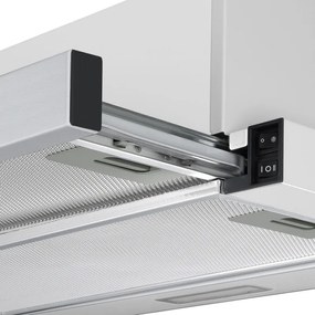 Hota telescopica Tesla DT600AX, 120W, 2 motoare, Filtru din aluminiu, 350 m³/h, LED, Clasa D, Inox