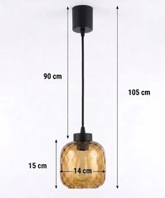 Brilagi - Lustru LED suspendat pe cablu R GLASS 1xE27/60W/230V Ø 14 cm negru/maro fumuriu
