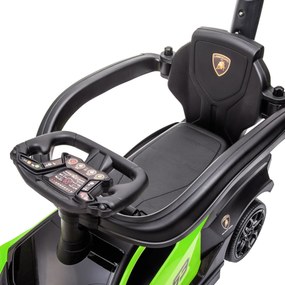 AIYAPLAY Mașinuță Lamborghini  pentru Copii 2 în 1 cu Mâner și Bară de Siguranță, 86.5x40x89.5 cm, Verde | Aosom Romania