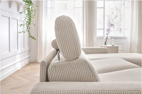 Colțar crem extensibil cu tapițerie din catifea reiată (cu colț variabil) Monaco – Bobochic Paris