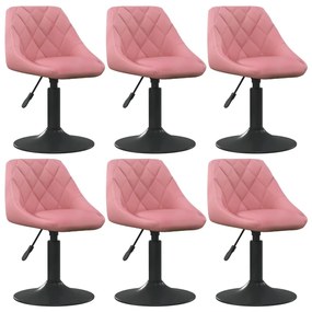 vidaXL Scaune de sufragerie pivotante 6 buc, roz, catifea