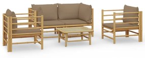 3155121 vidaXL Set mobilier de grădină cu perne gri taupe, 5 piese, bambus