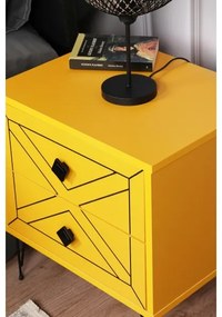 Noptieră LUNA 55x50 cm galbenă