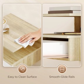 HOMCOM Set de 2 Noptiere Suspendate cu Sertar și Poliță Superioară, Noptiere Moderne din Lemn, 35x32x22.5 cm, Lemn Natural | Aosom Romania