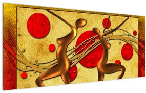 Tablou abstract cu două femei (120x50 cm)