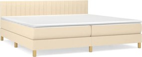 vidaXL Pat box spring cu saltea, crem, 200x200 cm, textil