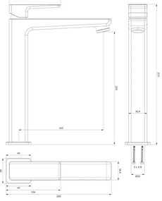 Baterie de lavoar OMNIRES PM7412CRB PARMA 27,3 cm alb/crom lucios