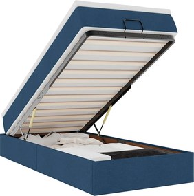 vidaXL Cadru de pat otoman cu saltea țesătură albastră 90x200cm