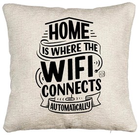 Perna Decorativa Canapea, Model Home is Where WIFI Connects Automatically, 40x40 cm, Cu fermoar