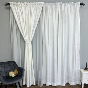 Draperie din Jacquard model Nisip  140cm latime x 260cm înălțime  cu TIV LAT  ALB