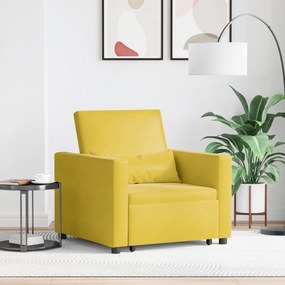 vidaXL Sofa Pat Unilaterala cu roți Galben 90 x 165 x 87 cm Catifea
