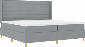 vidaXL Pat cu arcuri cu saltea Gri deschis 140 x 200 cm țesătură