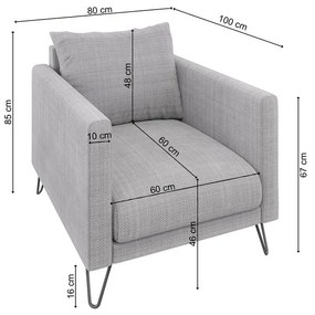 Fotoliu gri deschis cu tapițerie din chenille Freya – Ropez