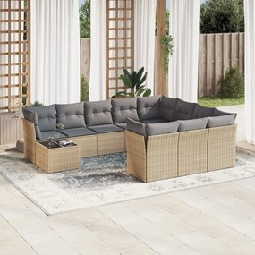 vidaXL Set canapele de grădină cu perne, 11 piese, bej, poliratan