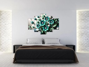 Tablou - Flori turcoaz 3D (150x105 cm)