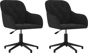vidaXL Scaune de bucătărie pivotante, 2 buc., negru, catifea