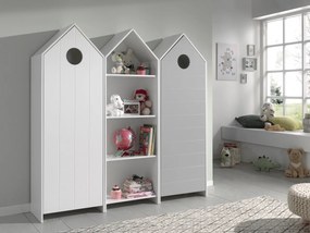Set 3 Dulapuri pentru Copii Căsuță, Alb și Gri, (MDF) – CASAMI – Vipack