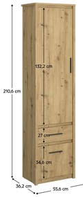 Dulap cu rafturi IRON (stejar artisan). 1091606