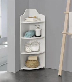 Raft de colt pentru baie 4 niveluri 90x28x28cm   PAL alb