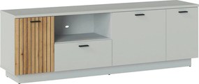 Comoda TV VERO, alb/stejar, PAL laminat, 180x40x59 cm