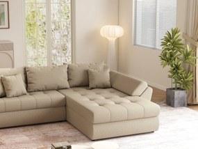 Colțar extensibil dumonde cu ladă de depozitare si sezut confortabil din spuma high-density, Loana Enjoy Camel II 270x185 cm