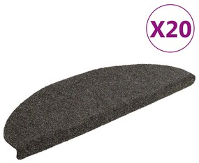 vidaXL Covorașe pentru scări autoadezive, 20 buc., 65x21x4 cm, antracit, semirotunde, mari