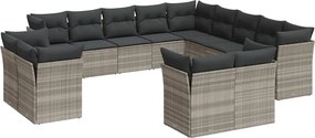 vidaXL Set canapele de grădină cu perne, 13piese gri deschis poliratan