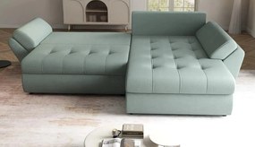 Colțar extensibil dumonde cu ladă de depozitare si sezut confortabil din spuma high-density, Loana Enjoy Mint II 270x185 cm