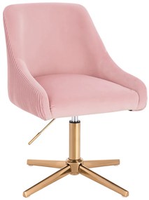 HR920CROSS Scaun Roz Pudra din Catifea cu Bază Aurie