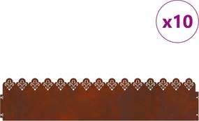 vidaXL Borduri pentru gazon 10 pcs Ruginit 103 x 0,05 x 22 cm