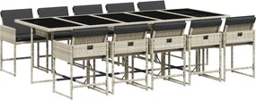 vidaXL Set mobilier de grădină cu perne 11 piese gri deschis poliratan