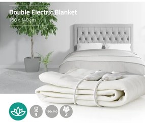 Pătură electrică pentru două persoane 120W/230V 160x140cm gri Nedis PEBL110CWT2