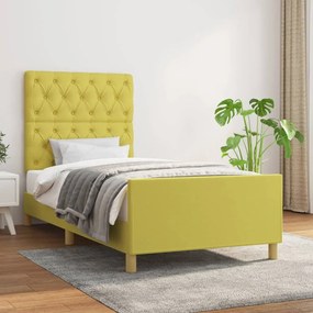 Cadru de pat cu tablie, verde, 80x200 cm, textil Verde, 80 x 200 cm, Design cu nasturi