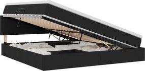 vidaXL Pat cu saltea și LED cu saltea Negru 200 x 200 cm țesătură